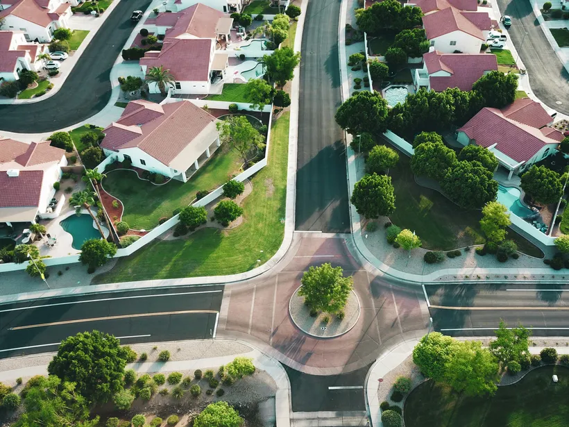 Planned residential blocks and green corridors in Cyberjaya, from the air